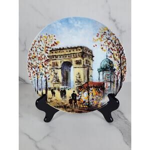 Plate Wall Decor Limoges L'Arc De Triomphe Porcelain France 8 1/2" Vintage